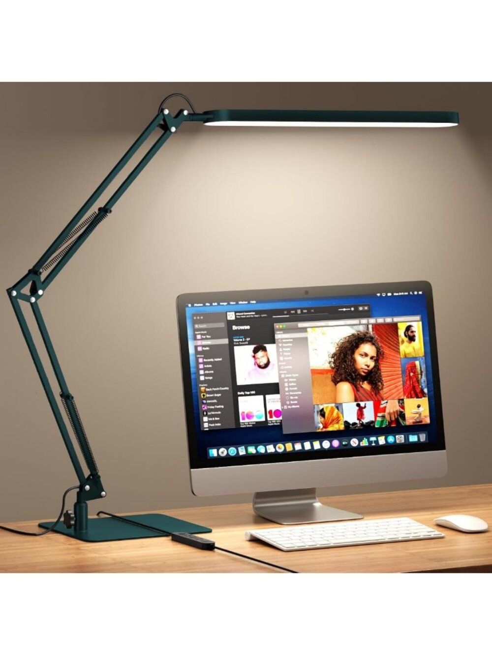 Adjustable LED Desk Lamp - Slim Base, Dimmable, Timer, Eye Protection, 1300LM
